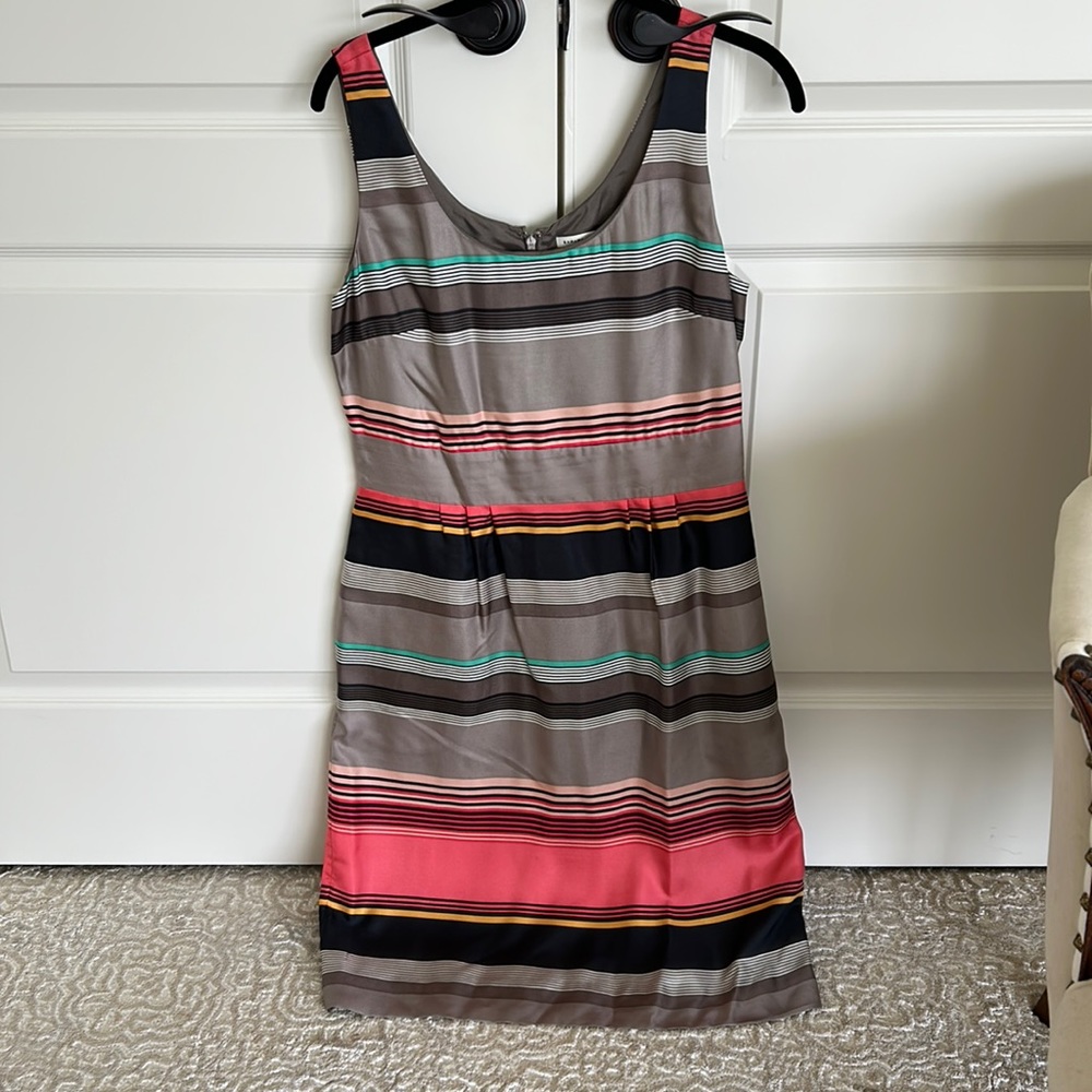 Silk sheath Banana Republic dress multi color striped